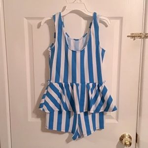 Peplum striped romper